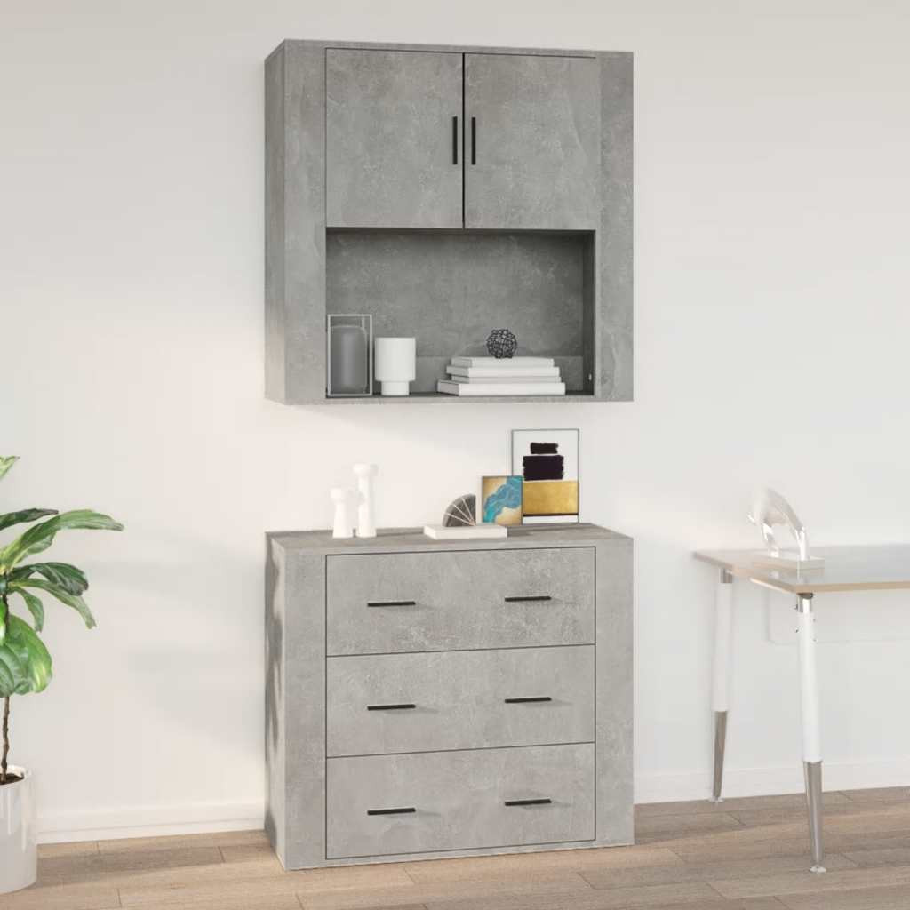 vidaXL Wandschrank Betongrau 80x33x80 cm Holzwerkstoff
