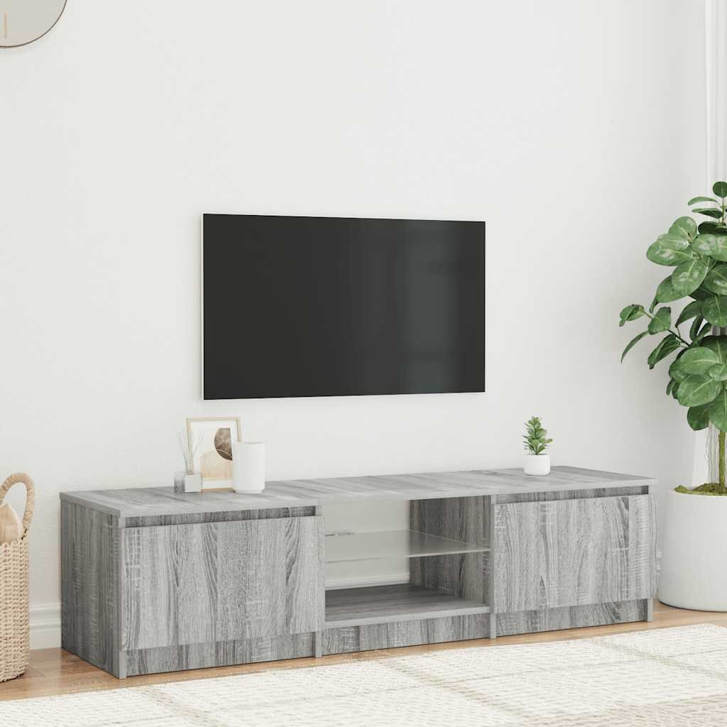 vidaXL TV-Schrank mit LED-Leuchten Grau Sonoma 140x40x36 cm