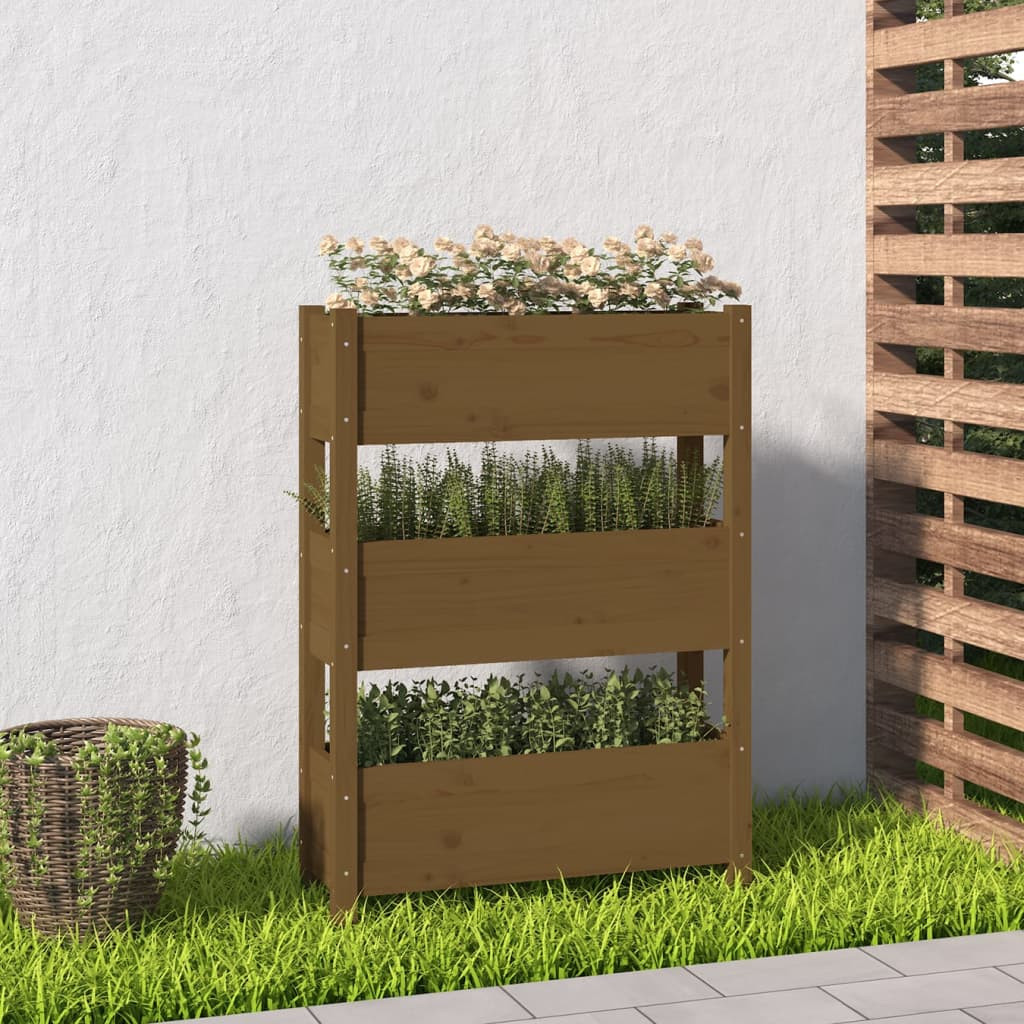 vidaXL Pflanzkübel Honigbraun 77x25x104,5 cm Massivholz Kiefer