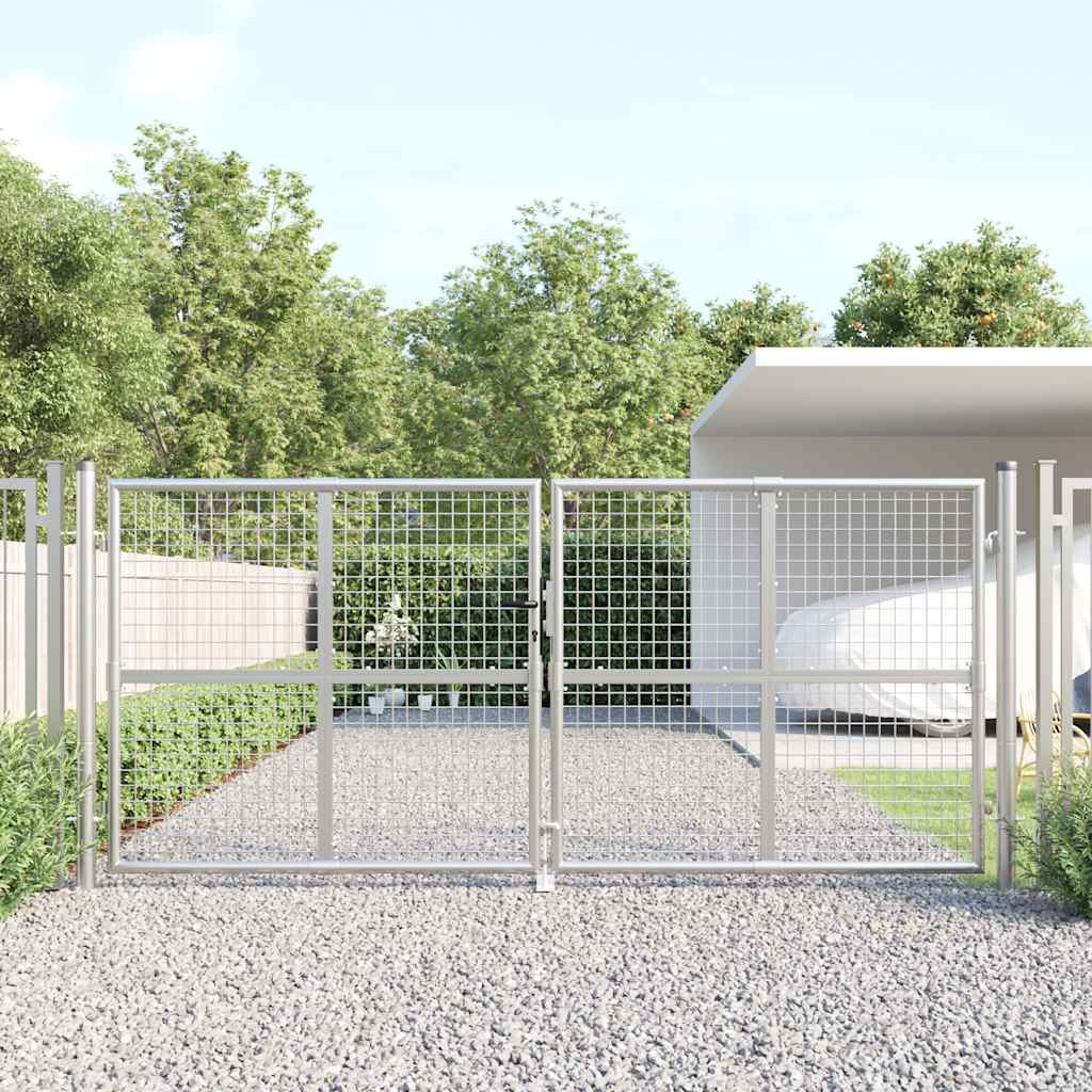 vidaXL Maschen-Gartentor Silber 300x125 cm Verzinkter Stahl