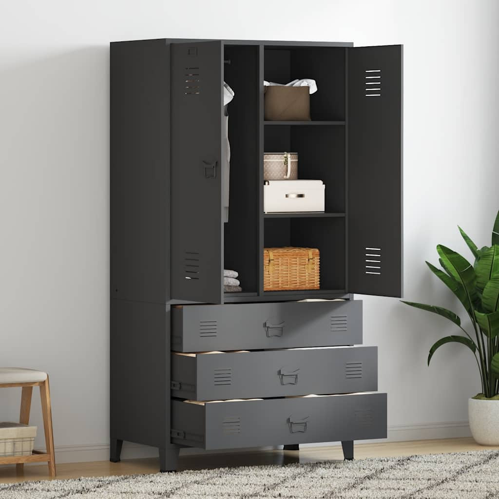 vidaXL Industrial Kleiderschrank Anthrazit 90x50x180 cm Metall
