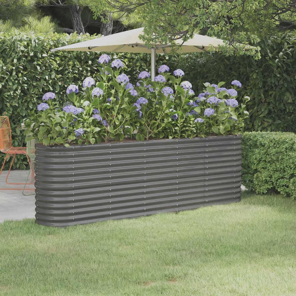 vidaXL Hochbeet Verzinkter Stahl 224x40x68 cm Grau