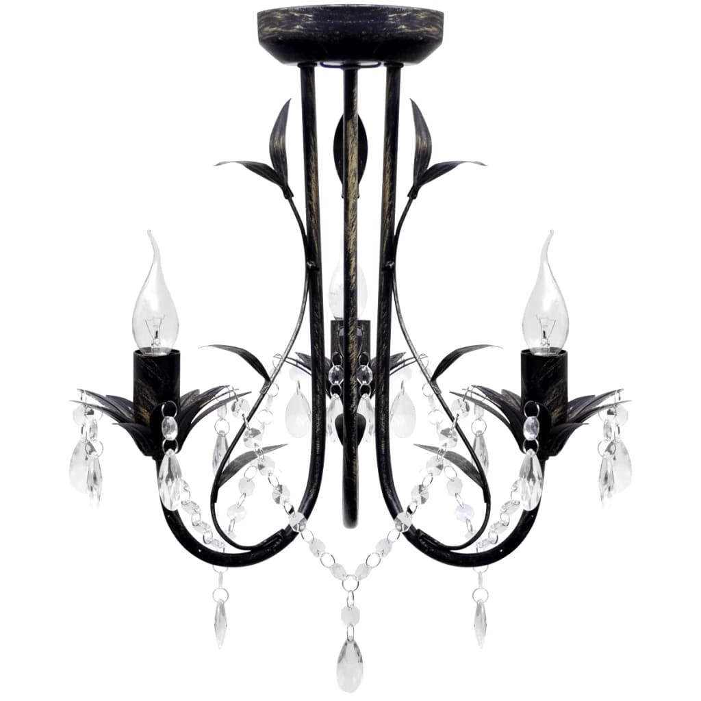 Decknlampe Art Novau mit Kristallperlen 3 x E14