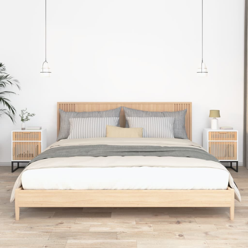 vidaXL Nachttische 2 Stk. Weiß 40x30x55,5 cm Holzwerkstoff & Eisen