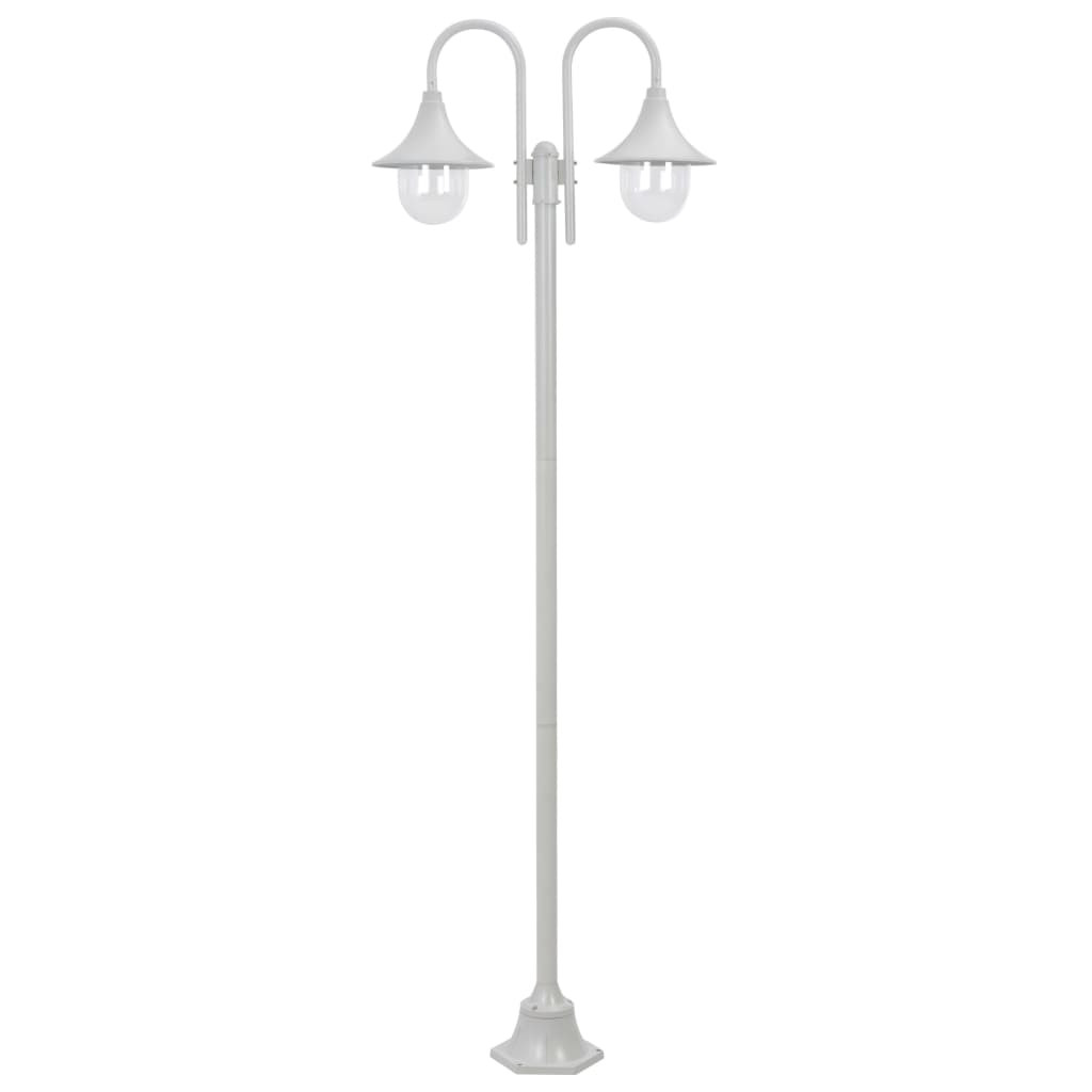 vidaXL Garten-Pollerleuchte E27 220 cm Aluminium 2-Laterne Weiß