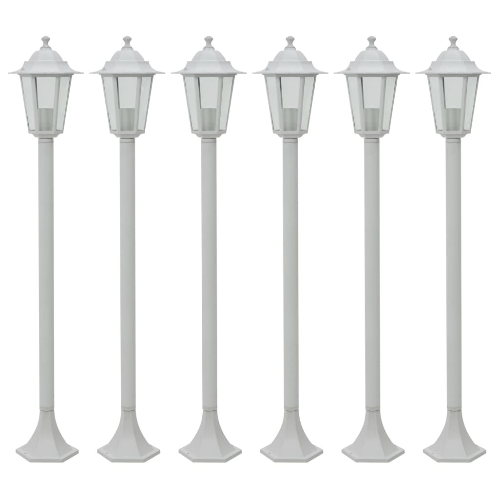 vidaXL Garten-Pollerleuchte 6 Stk. E27 110 cm Aluminium Weiß