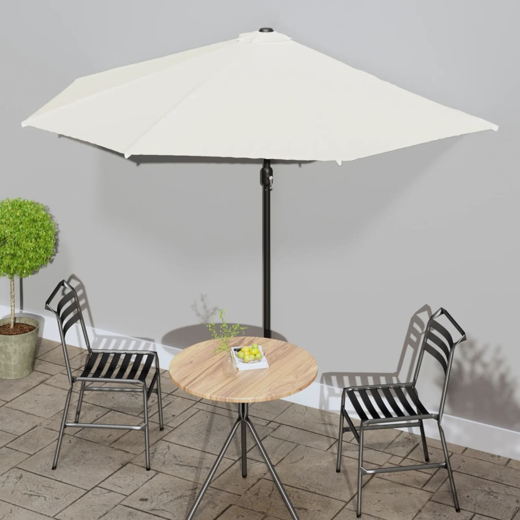 vidaXL Balkon-Sonnenschirm mit Alu-Mast Sandfarben 300x155 cm Halbrund