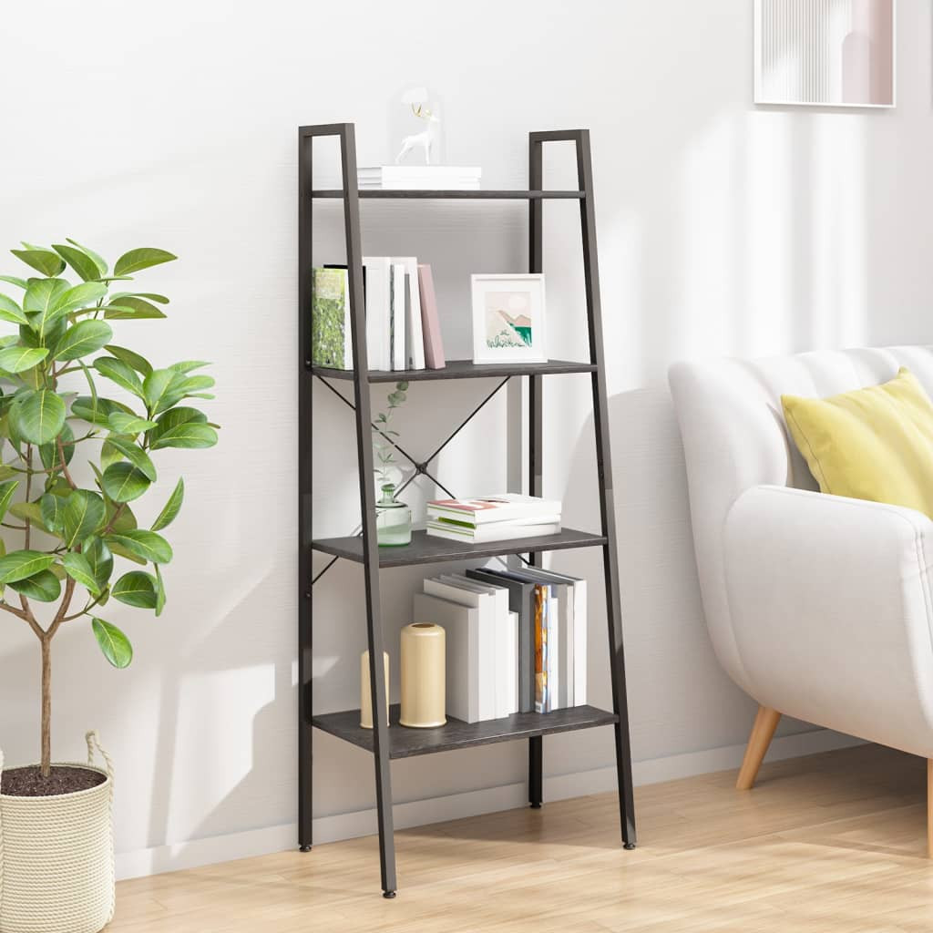 vidaXL Standregal mit 4 Böden Schwarz 56x35x140 cm