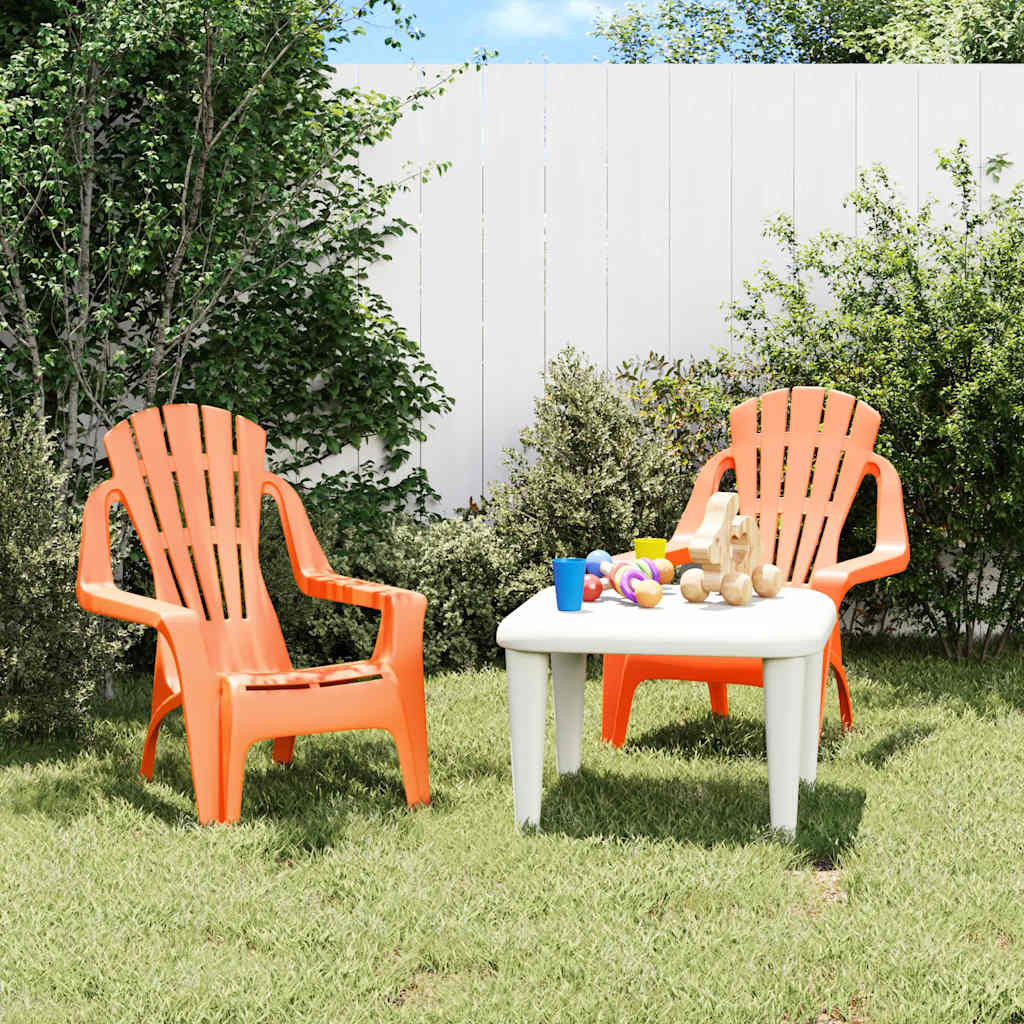 vidaXL Kinder-Gartenstühle 2 Stk. Orange 37x34x44 cm PP Holzoptik