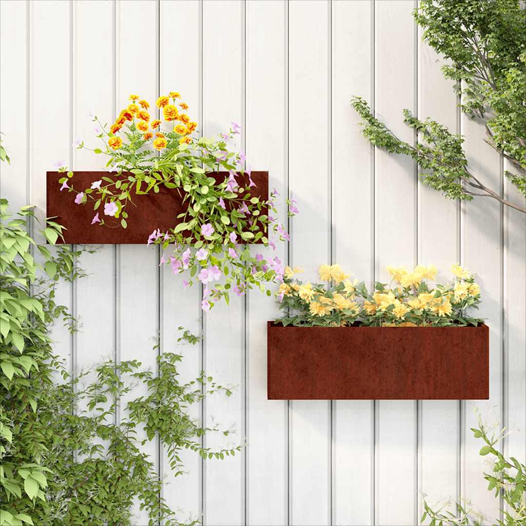 vidaXL Wand-Pflanzkübel 2 Stk. Rostig Cortenstahl 53x10x17 cm