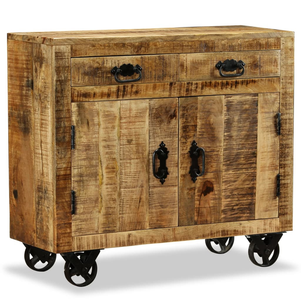 vidaXL Sideboard mit 2 Schubladen und 1 Fach Raues Mangoholz