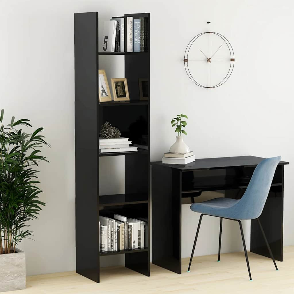 vidaXL Bücherregal Hochglanz-Schwarz 40x35x180 cm Holzwerkstoff