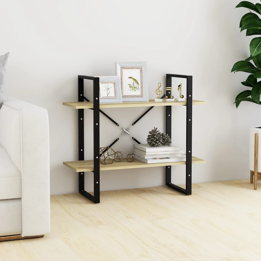 vidaXL Bücherregal 2 Fächer Sonoma-Eiche 80x30x70 cm Holzwerkstoff