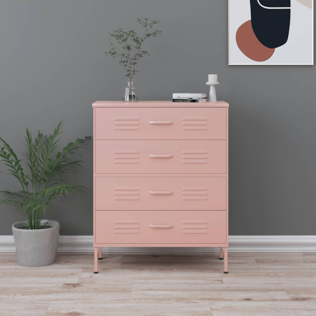 vidaXL Kommode Rosa 80x35x101,5 cm Stahl