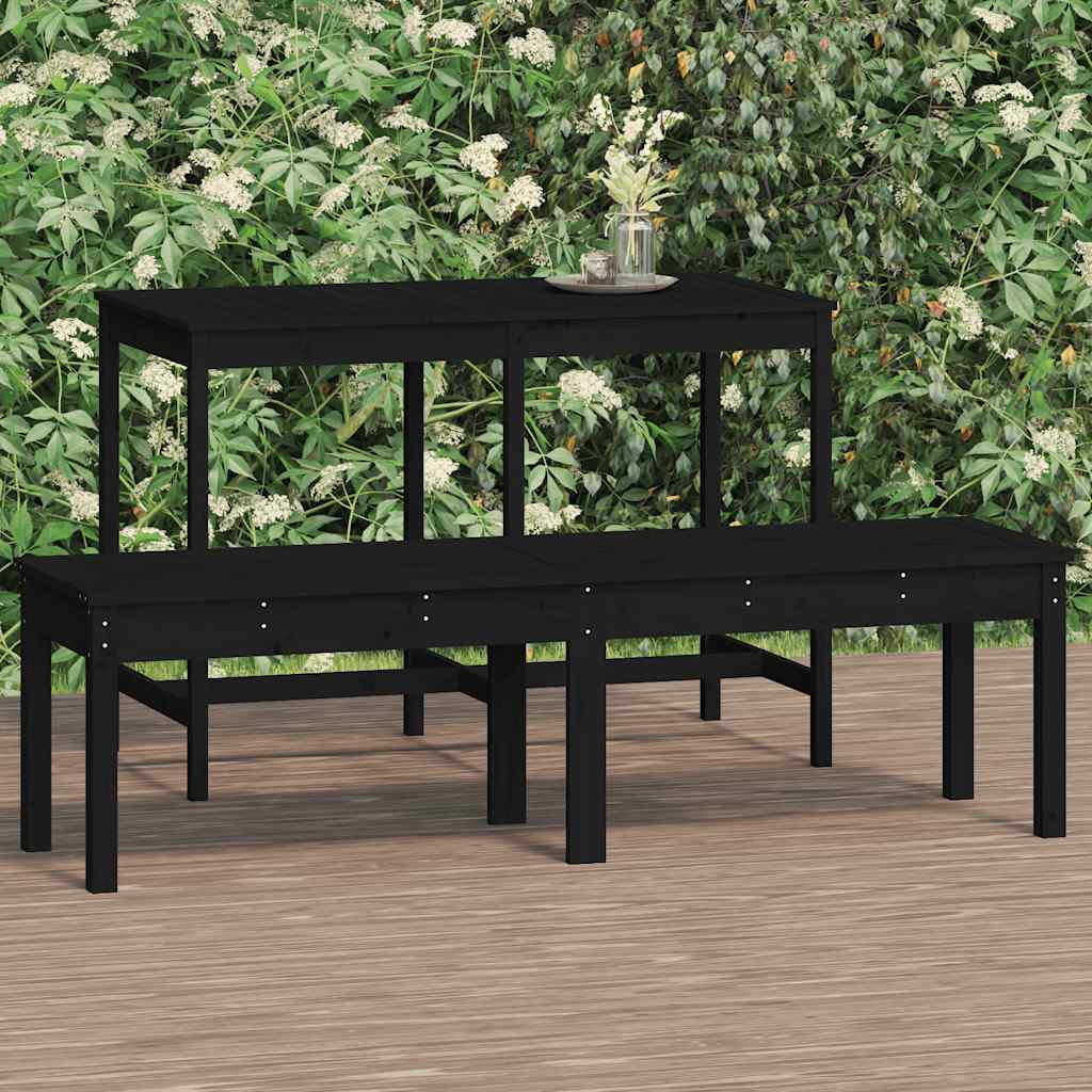 vidaXL Gartenbank 2-Sitzer Schwarz 159,5x44x45 cm Massivholz Kiefer