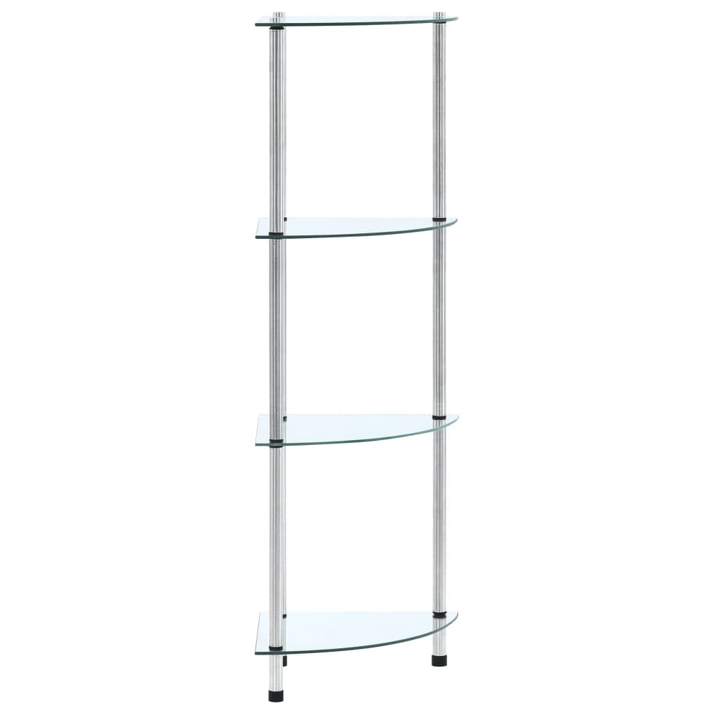 vidaXL Regal mit 4 Ablagen Transparent 30x30x100 cm Hartglas
