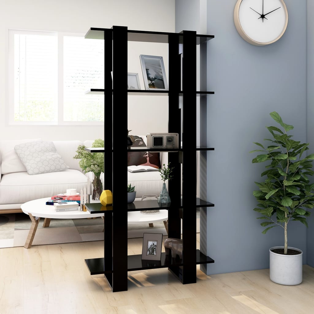 vidaXL Bücherregal/Raumteiler Schwarz 80x30x160 cm Holzwerkstoff