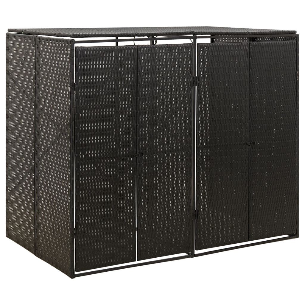 vidaXL Mülltonnenbox für 2 Tonnen Schwarz 140x80x117 cm Poly Rattan