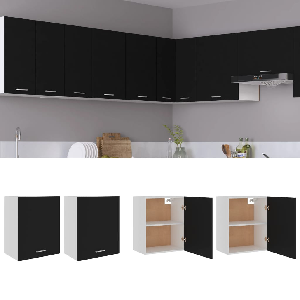 vidaXL Hängeschränke 2 Stk. Lyon Schwarz 50x31x60 cm Holzwerkstoff