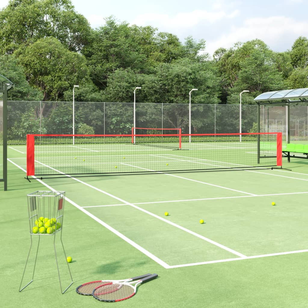 vidaXL Tennisnetz Schwarz und Rot 600x100x87 cm Polyester