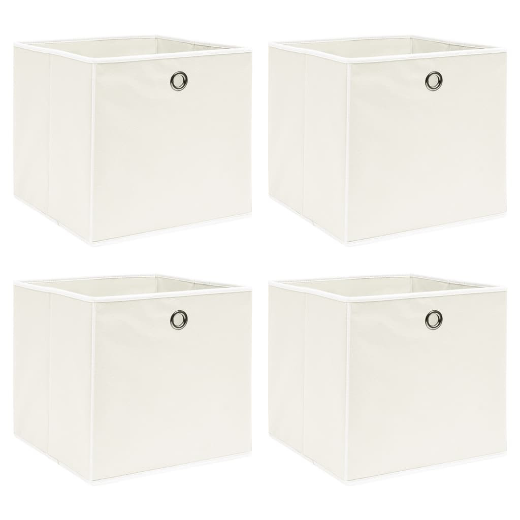 vidaXL Aufbewahrungsboxen 4 Stk. Weiß 32x32x32 cm Stoff