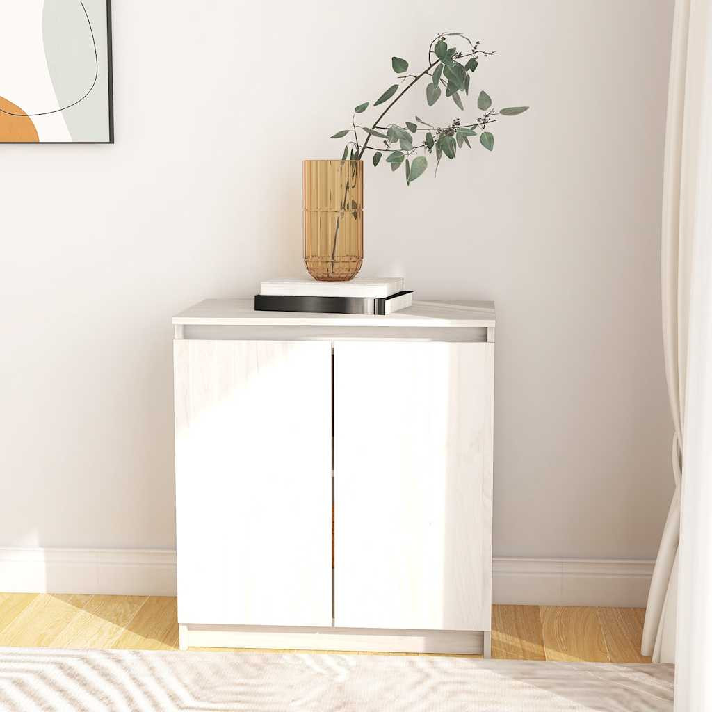 vidaXL Beistellschrank Weiß 60x36x65 cm Massivholz Kiefer