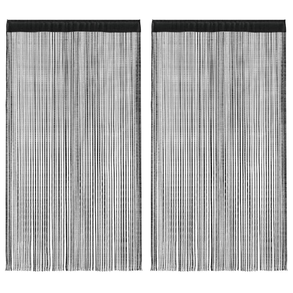 vidaXL Fadenvorhänge 2 Stk. 140 x 250 cm Schwarz