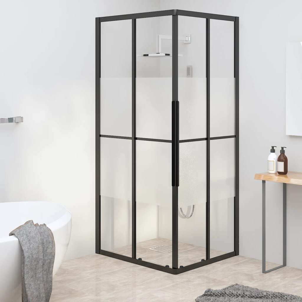 vidaXL Duschkabine Halbmatt ESG 90x70x180 cm Schwarz