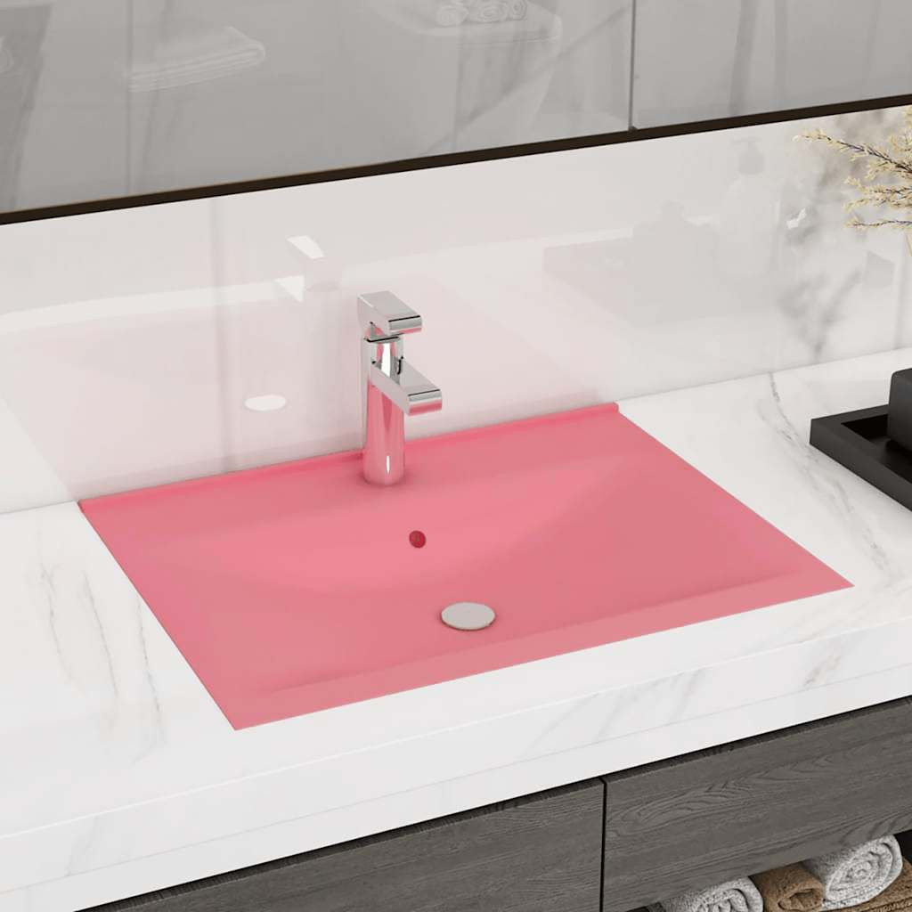 vidaXL Luxus-Waschbecken mit Hahnloch Matt-Rosa 60x46 cm Keramik