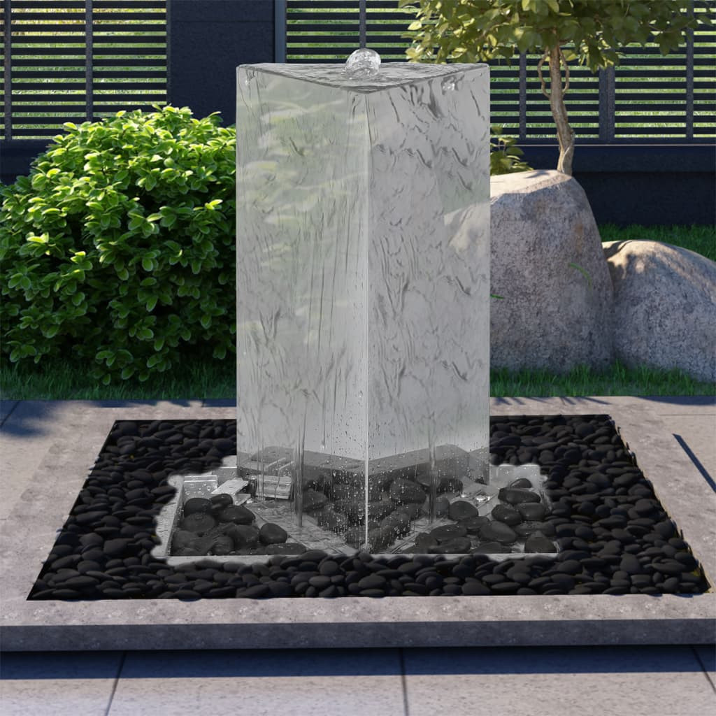 vidaXL Gartenbrunnen mit Pumpe Edelstahl 76 cm Dreieckig