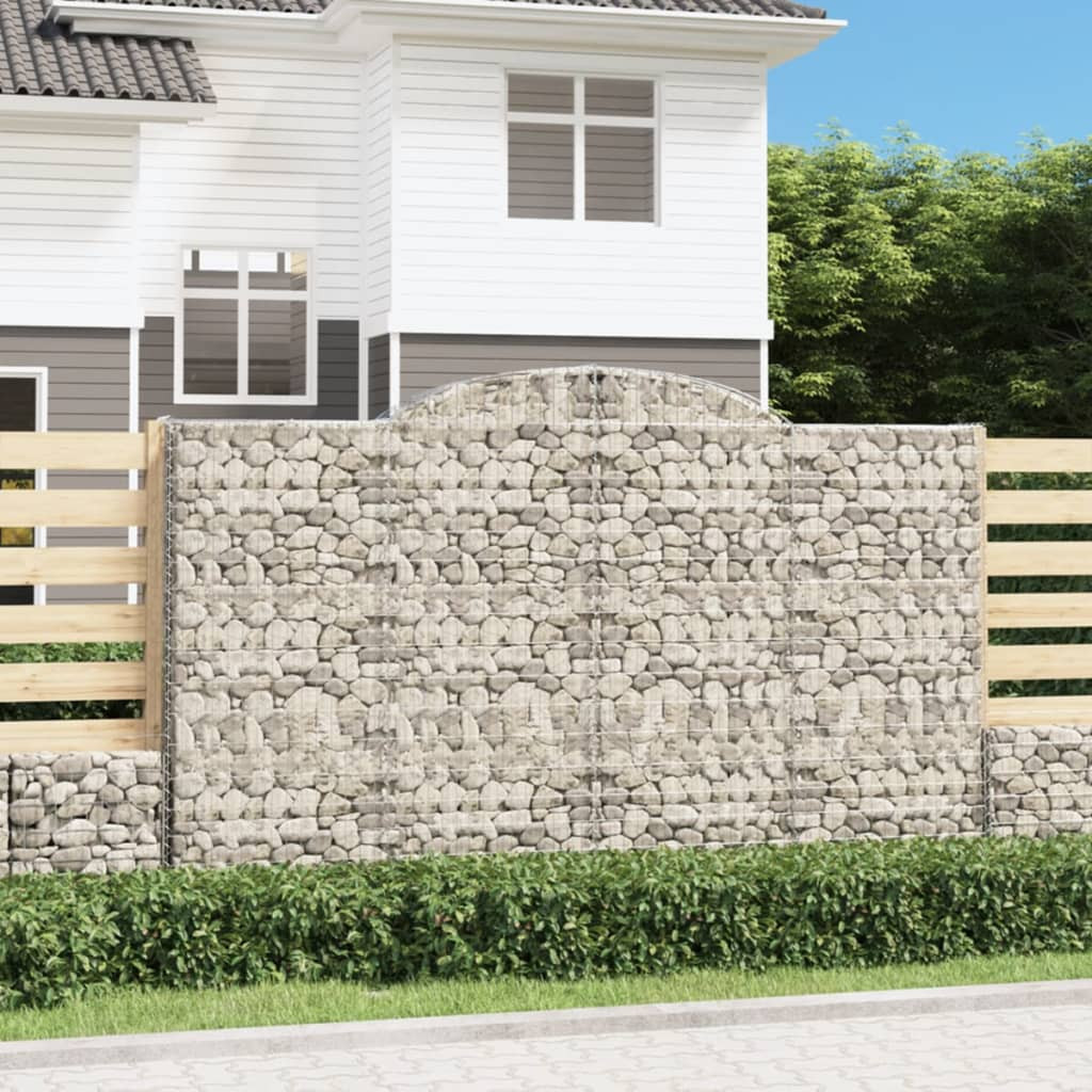 vidaXL Gabione mit Hochbogen 300x30x180/200 cm Verzinktes Eisen