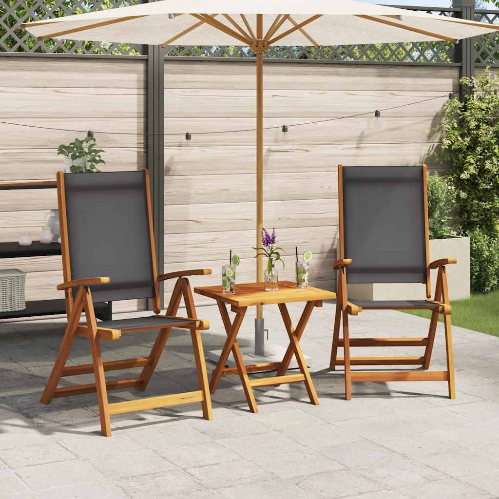 vidaXL Gartenstühle 2 Stk. Klappbar Massivholz Akazie und Textilene