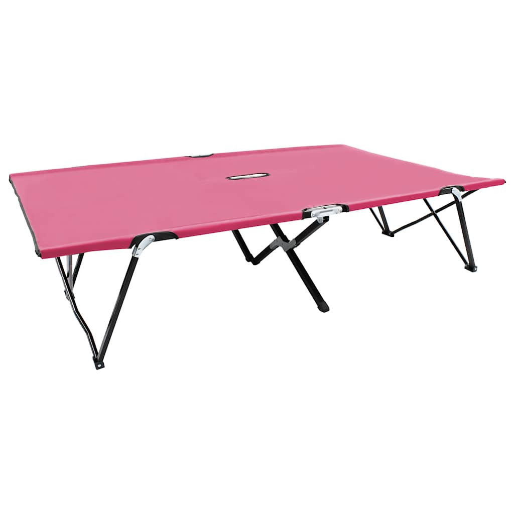 vidaXL Doppelliege Klappbar Rosa Stahl