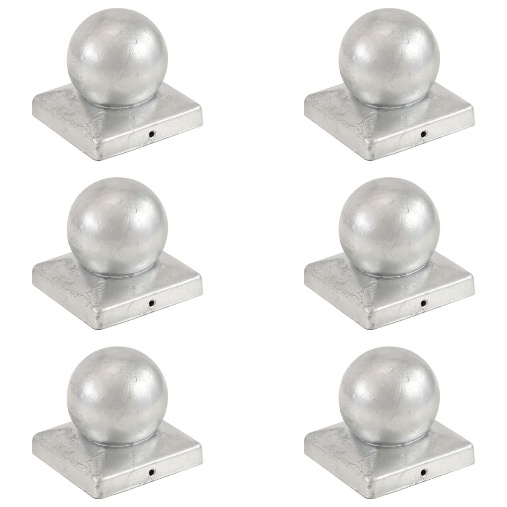vidaXL Pfostenkappen 6 Stk. Kugelform Verzinktes Metall 101 x 101 mm