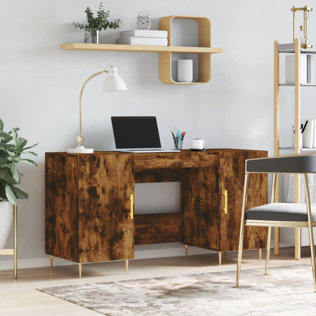 vidaXL Schreibtisch Räuchereiche 140x50x75 cm Holzwerkstoff
