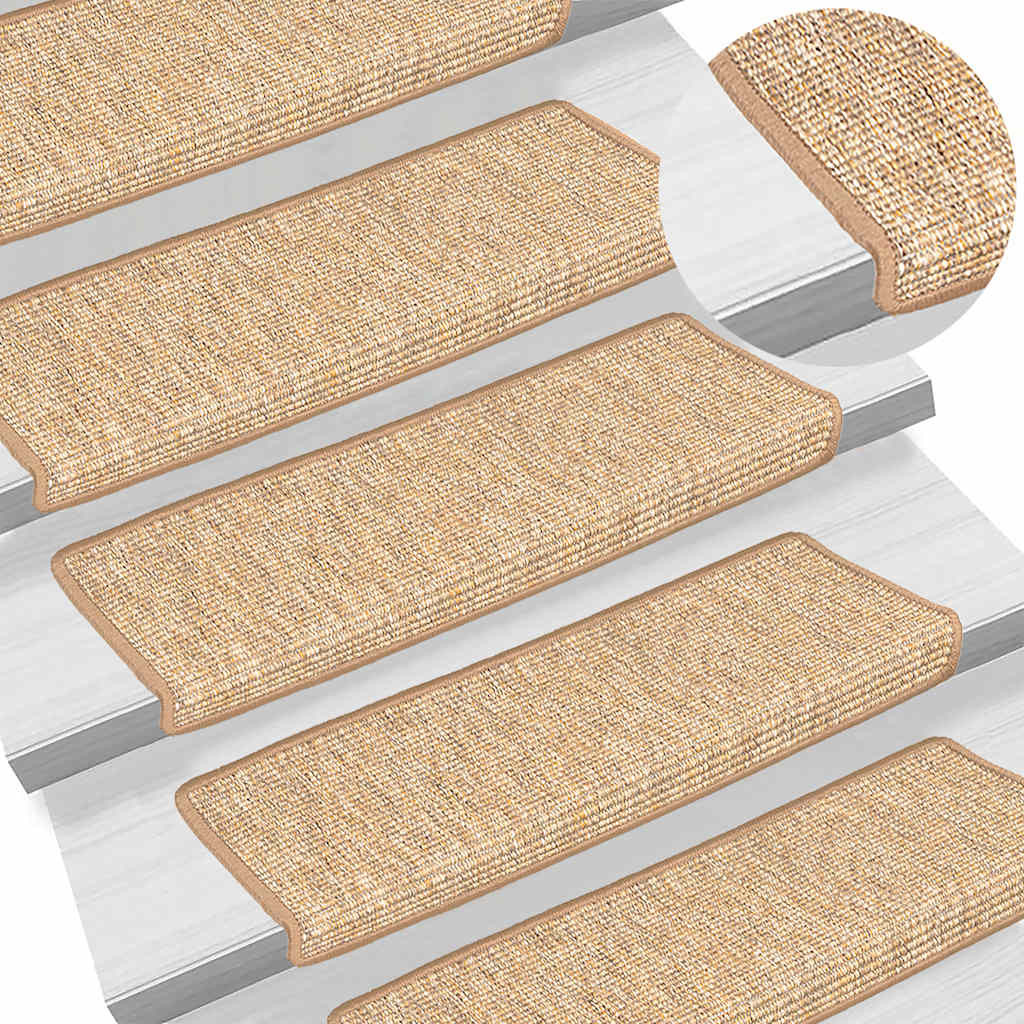 vidaXL Stufenmatten 15 Stk. 65x21x4 cm Hellbraun Rechteckiger Rand