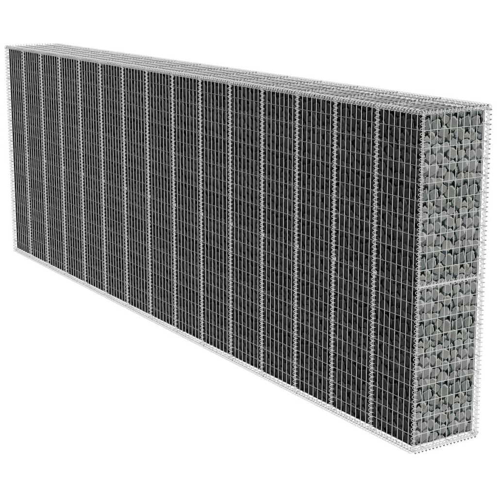 vidaXL Gabionenwand mit Abdeckung Verzinkter Stahl 600x50x200 cm