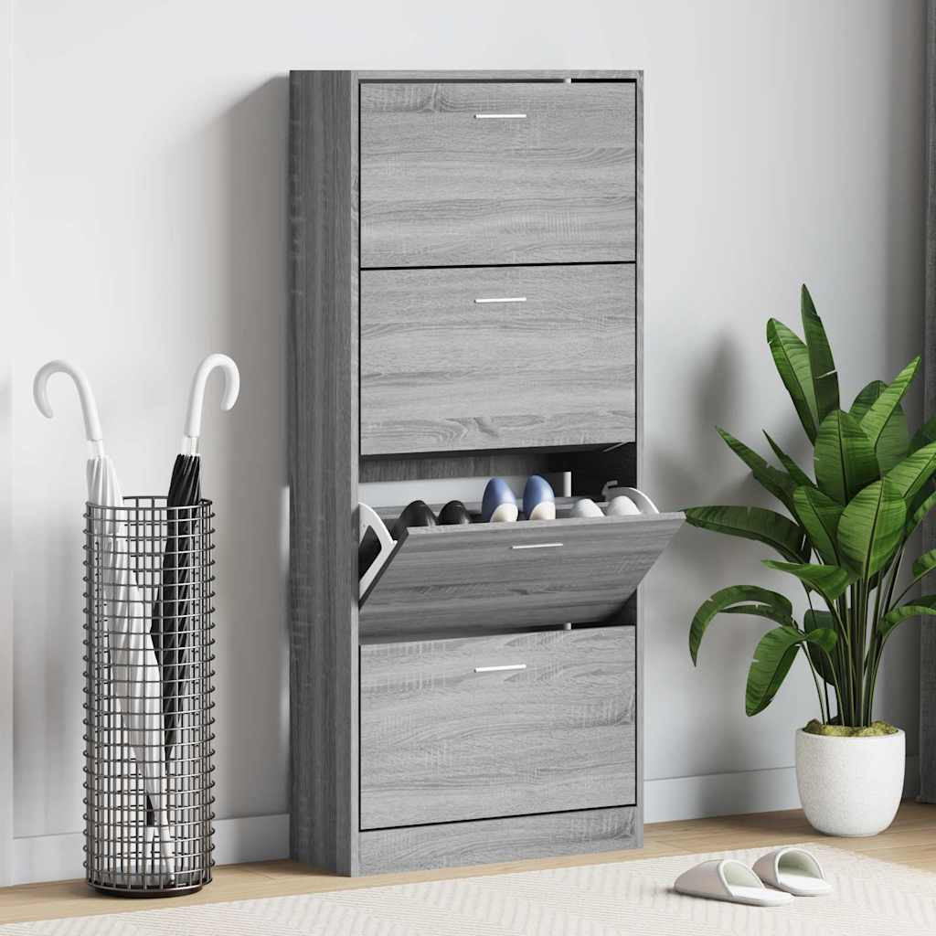 vidaXL Schuhschrank Grau Sonoma 63x24x147 cm Holzwerkstoff