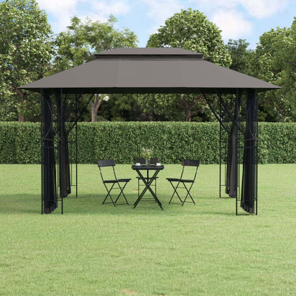 vidaXL Pavillon mit Seitenwänden Anthrazit 400x300x270 cm Stahl
