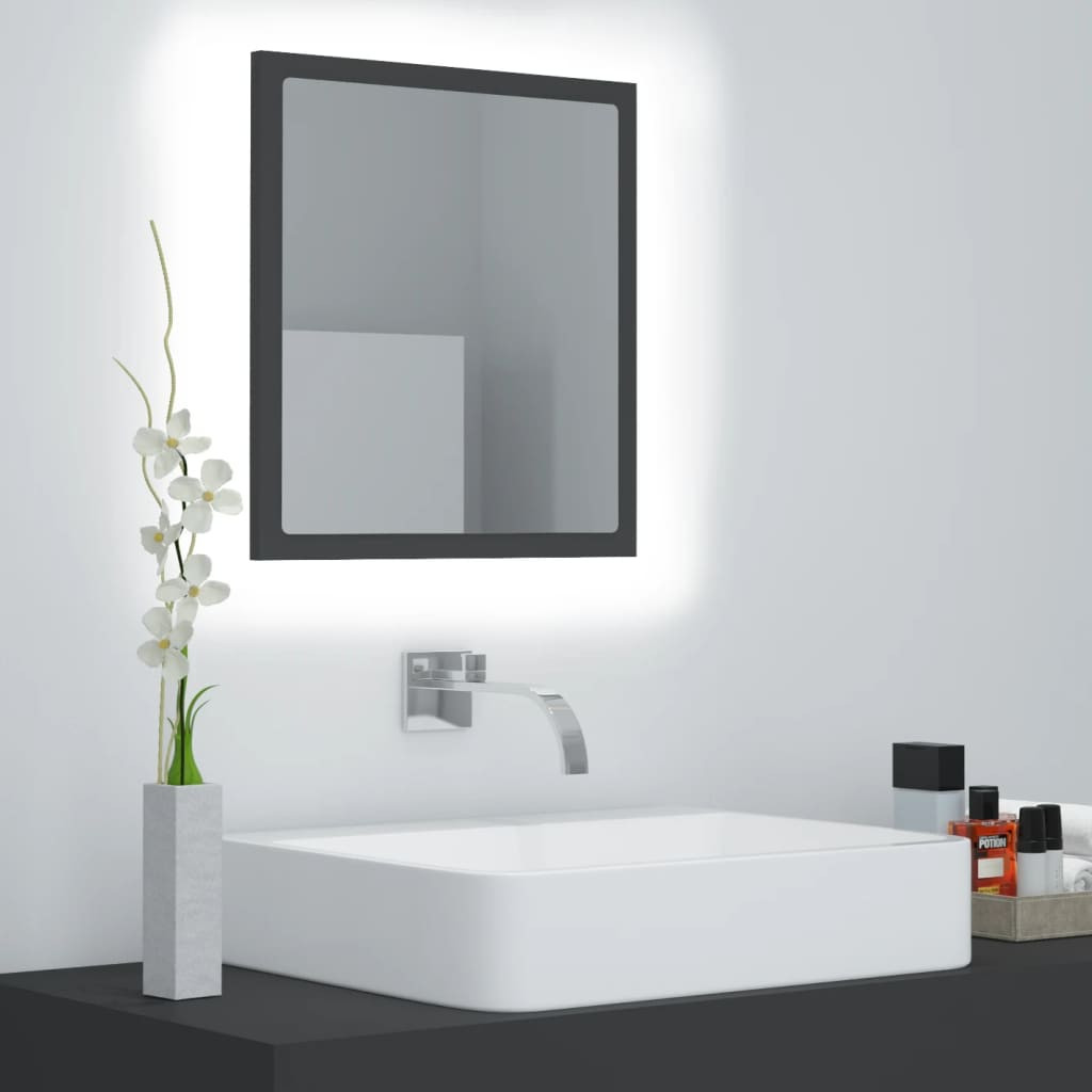 vidaXL LED-Badspiegel Grau 40x8,5x37 cm Acryl