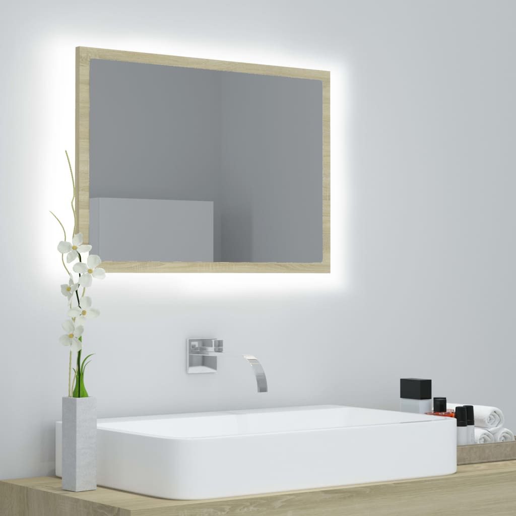 vidaXL LED-Badspiegel Sonoma-Eiche 60x8,5x37 cm Acryl