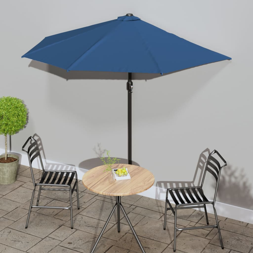 vidaXL Balkon-Sonnenschirm Alu-Mast Blau 270x144x222cm Halbrund