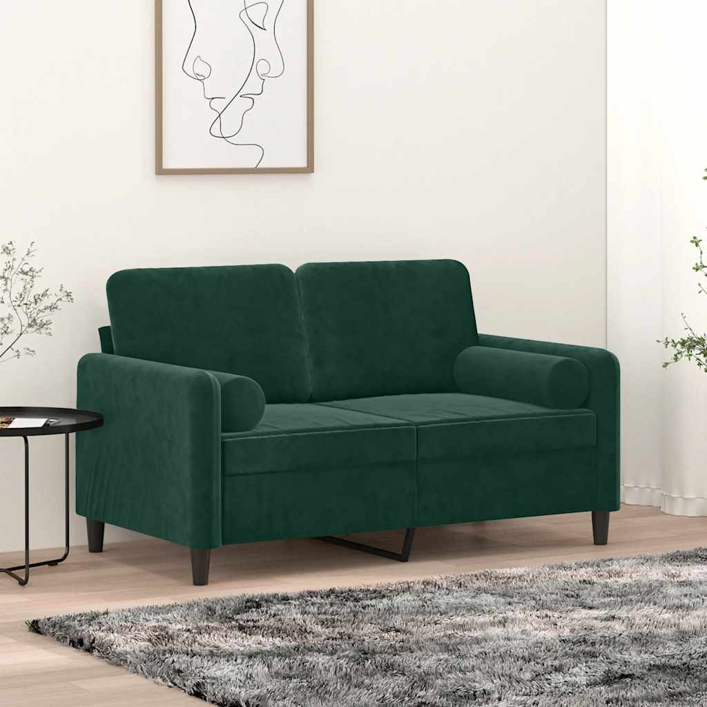 vidaXL Zierkissen 2 Stk. Dunkelgrün Ø15x50 cm Samt