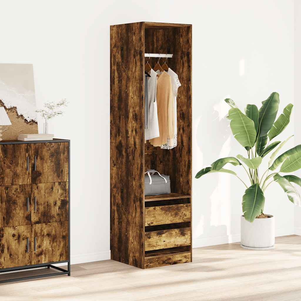 vidaXL Kleiderschrank mit Schubladen Räuchereiche 50x50x200 cm