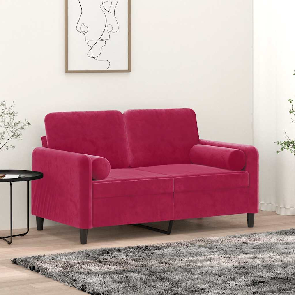 vidaXL Zierkissen 2 Stk. Weinrot Ø15x50 cm Samt