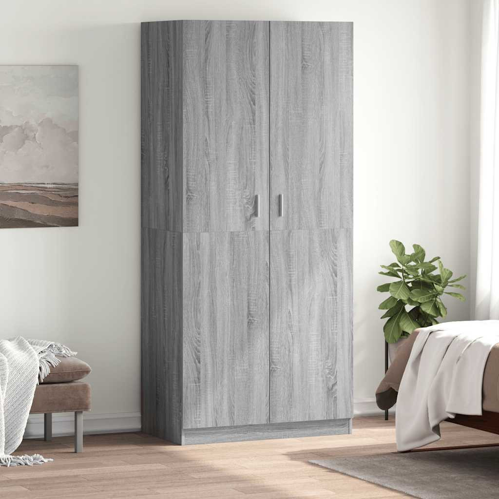 vidaXL Kleiderschrank Grau Sonoma 90x52x200 cm Holzwerkstoff