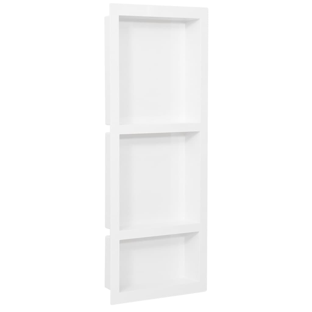 vidaXL Duschnische mit 3 Fächern Hochglanz-Weiß 41x99x9 cm