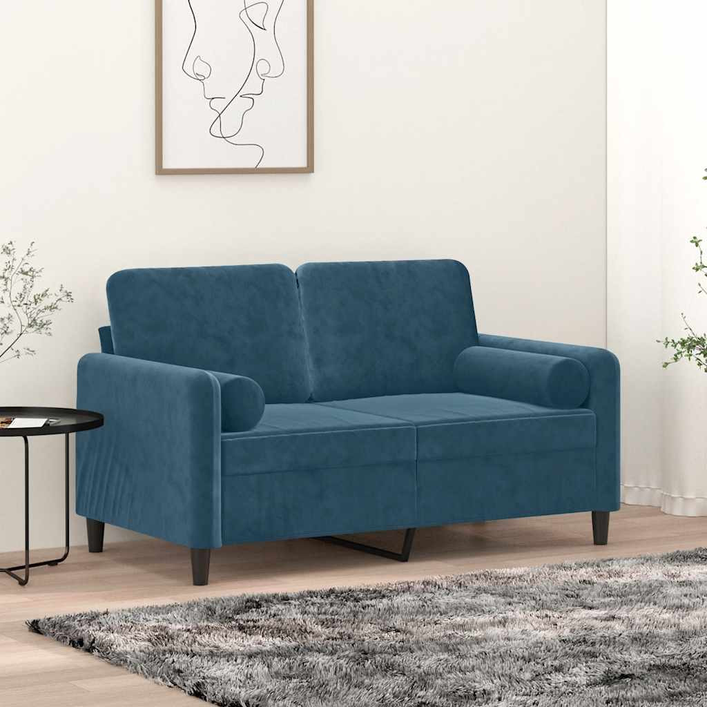 vidaXL Zierkissen 2 Stk. Blau Ø15x50 cm Samt