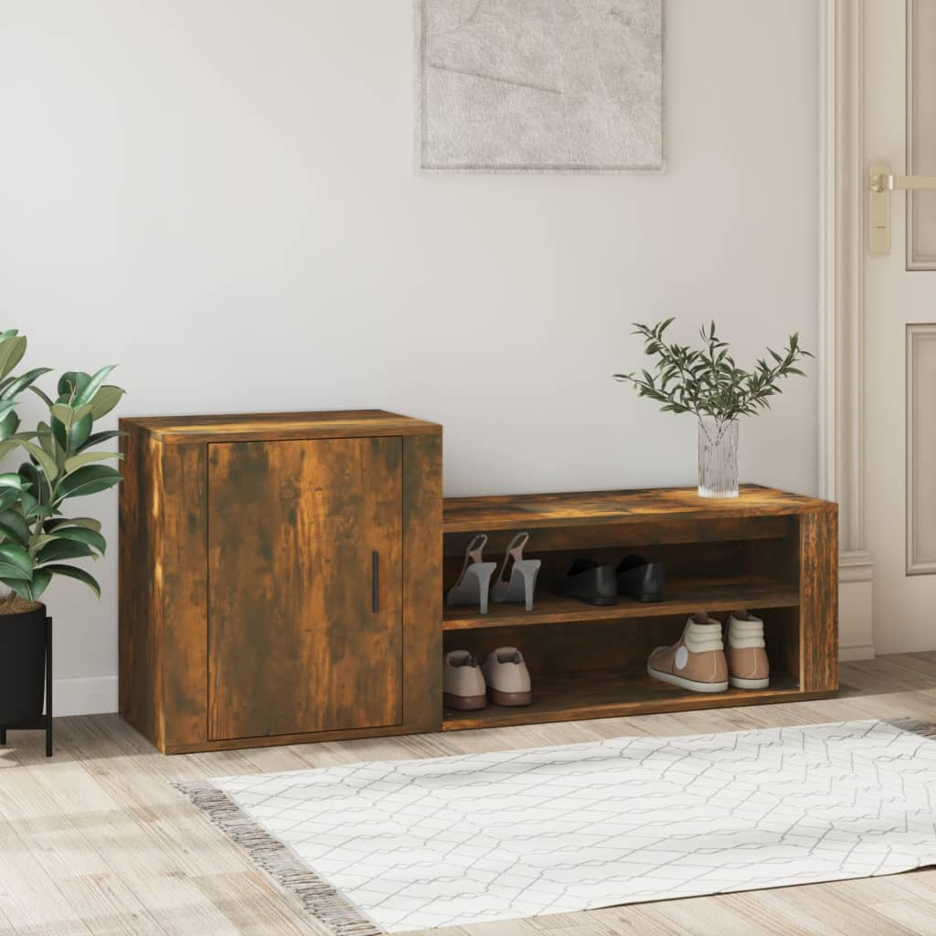 vidaXL Schuhschrank Räuchereiche 130x35x54 cm Holzwerkstoff