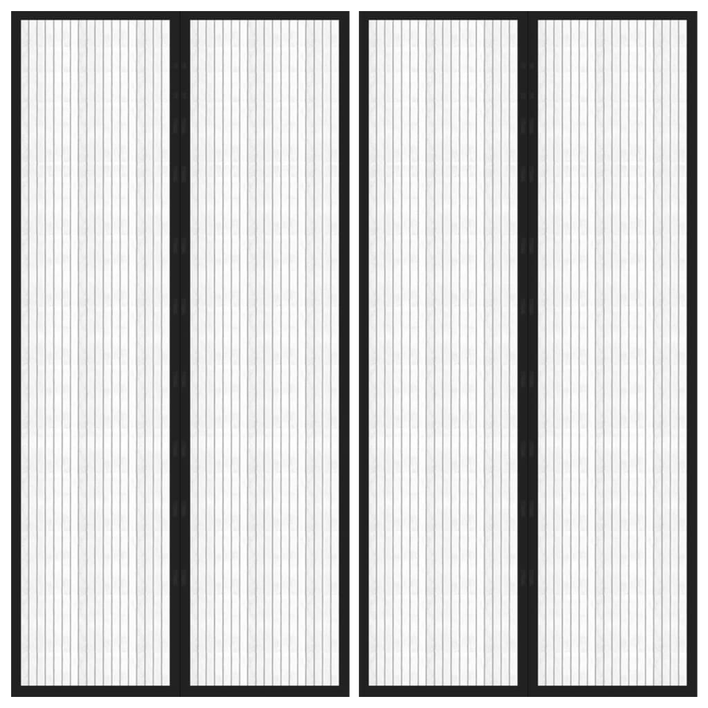 vidaXL Fliegengitter-Türvorhänge 2 Stk. Magnet Schwarz 220x100 cm